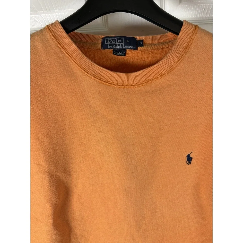 Vintage 90s Polo Ralph Lauren V Stitch Crewneck Sweatshirt Orange Mens Small